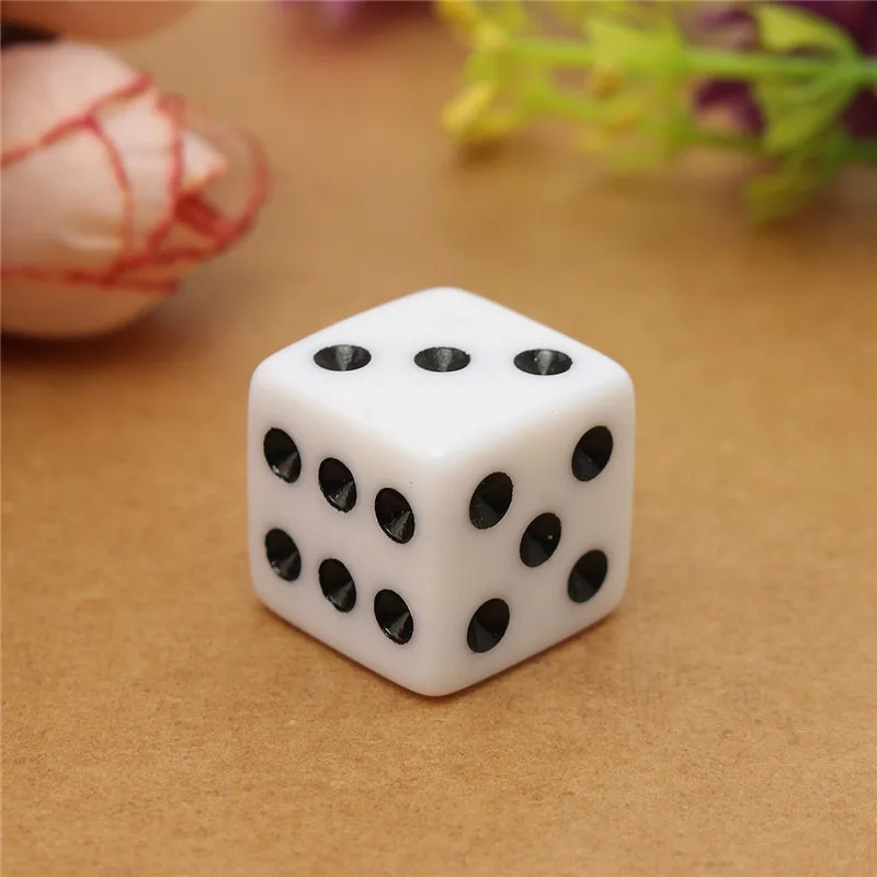 50pcs/lot 8mm Plastic White Gaming Dice Standard Six Sided Decider Die Rpg 
