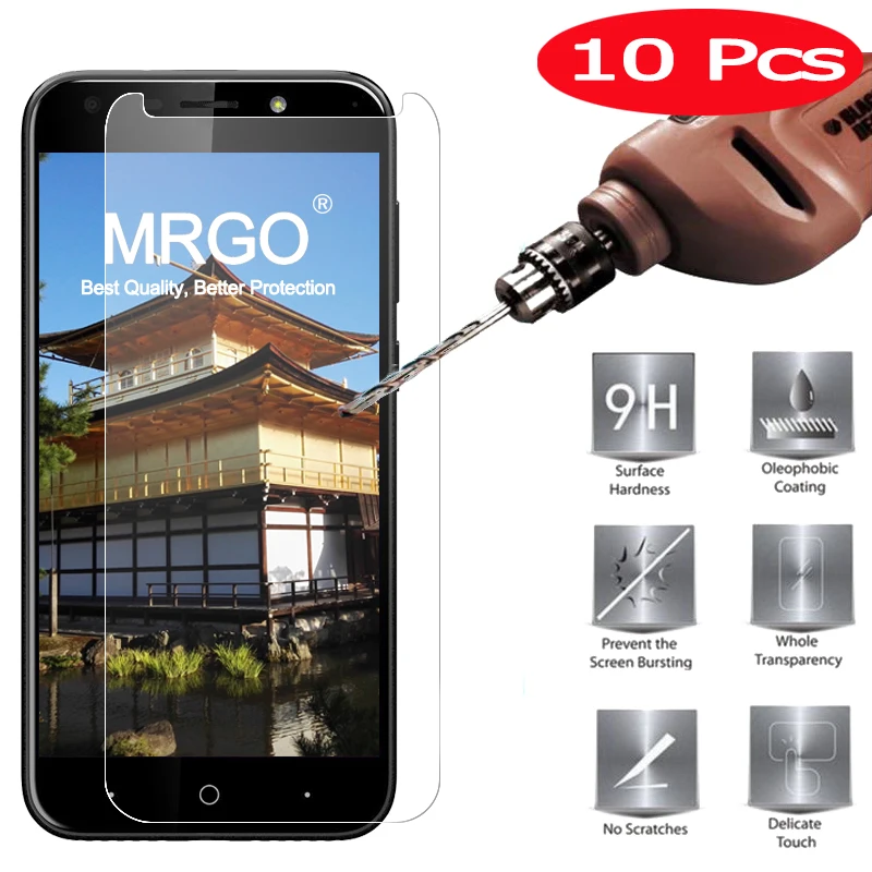 

MRGO 10 Pieces Tempered Glass for ZTE Blade A6 Phone Screen Protective Cover Protector On Film Tempered Glass for ZTE Blade A6