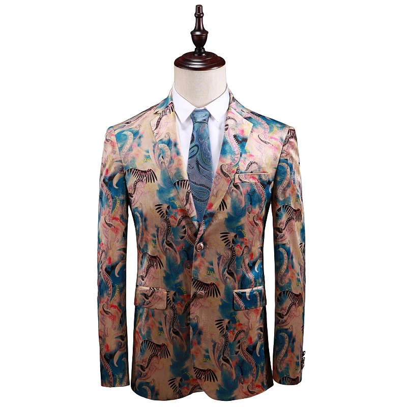 Super Quality Slim Fit Blazer Mens Floral Blazers Floral Prom Dress Blazers Elegant Wedding Blazer And Suit Jacket Men 12#35D50