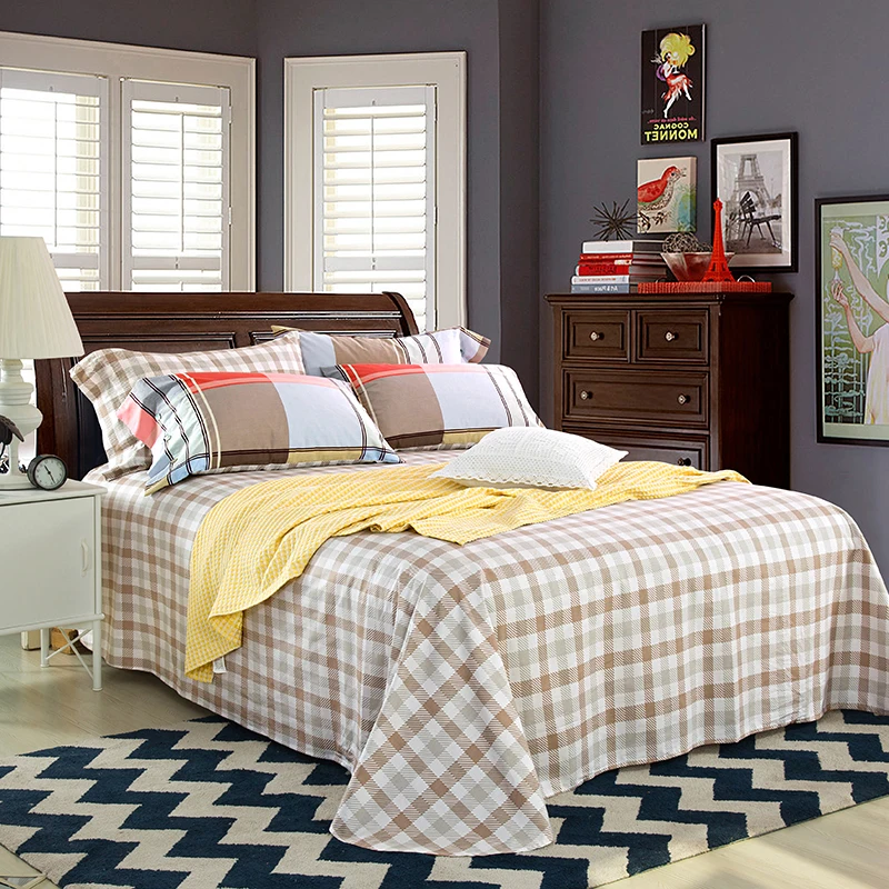 Waliicorners 4pcs 100%Cotton Printed Bedding set Button Duvet Cover set Bedsheet Pillowcases Queen King Size bed linen 21 IMG_3853