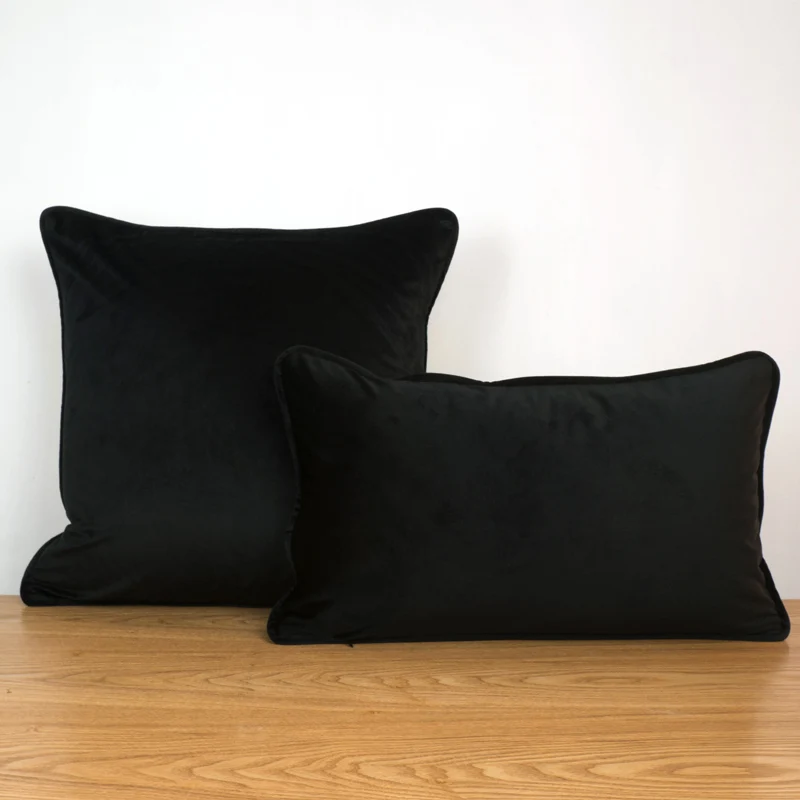 

Piping Design Black Velvet Cushion Cover Pillow Case Soft Throw Pillow Cover No Balling-up Without Stuffing