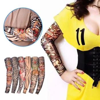 

6pcs New Nylon Elastic Fake Temporary Tattoo Sleeve Designs Body Arm Stockings Tatoo for Cool Men Women NYZ Shop