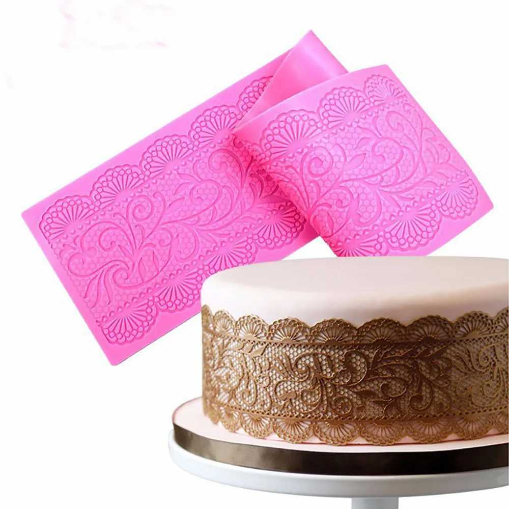 

Lace Pattern Embellisment Silicone Mould Cake Decor Sugar Chocolate Mold Silicone Fondant Decorating Tools *C