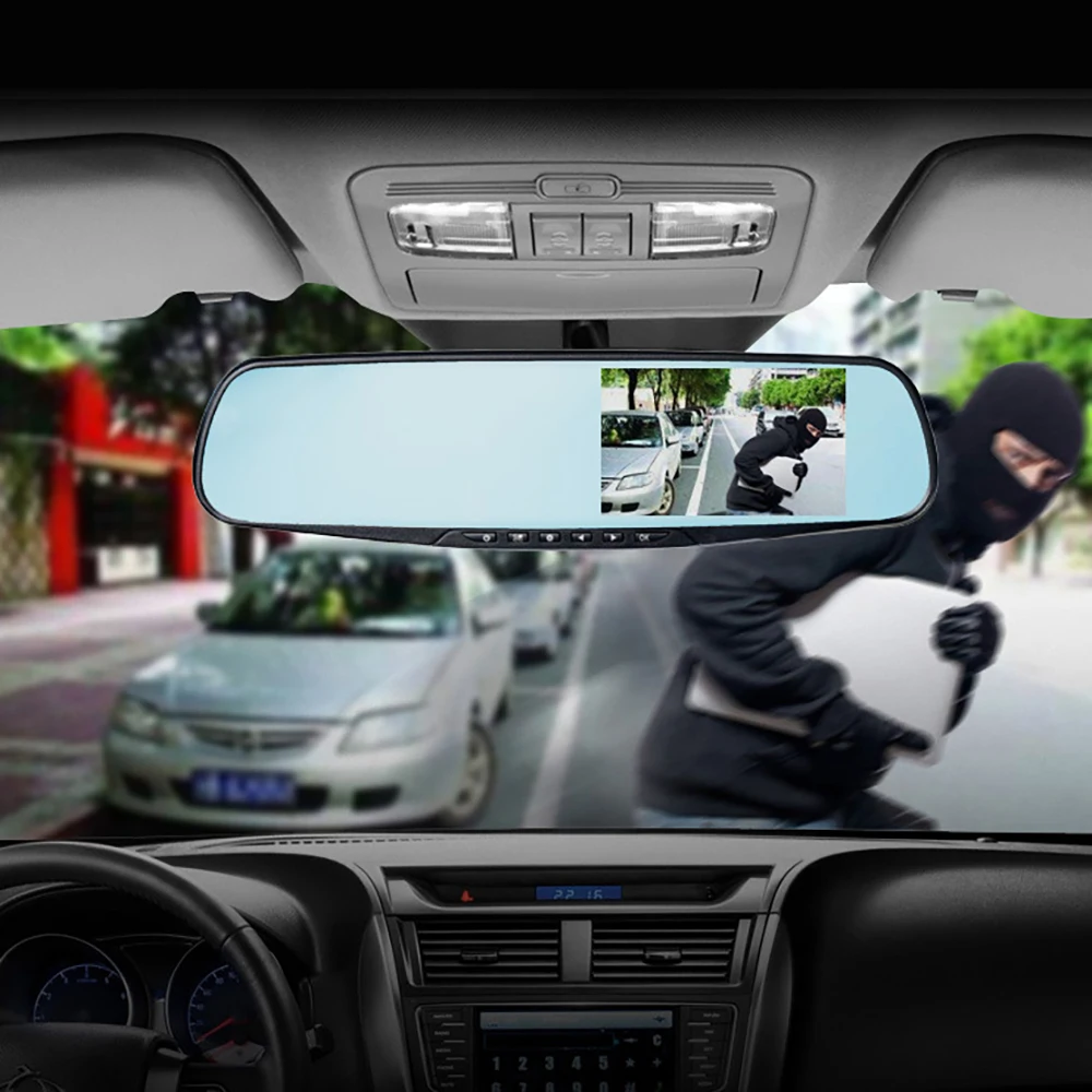 

4.3'' HD Dual Lens Car DVR Dash Cam Front and Rear Mirror Camera Video Recorder Digital Auto Driving Recorder Dashcam