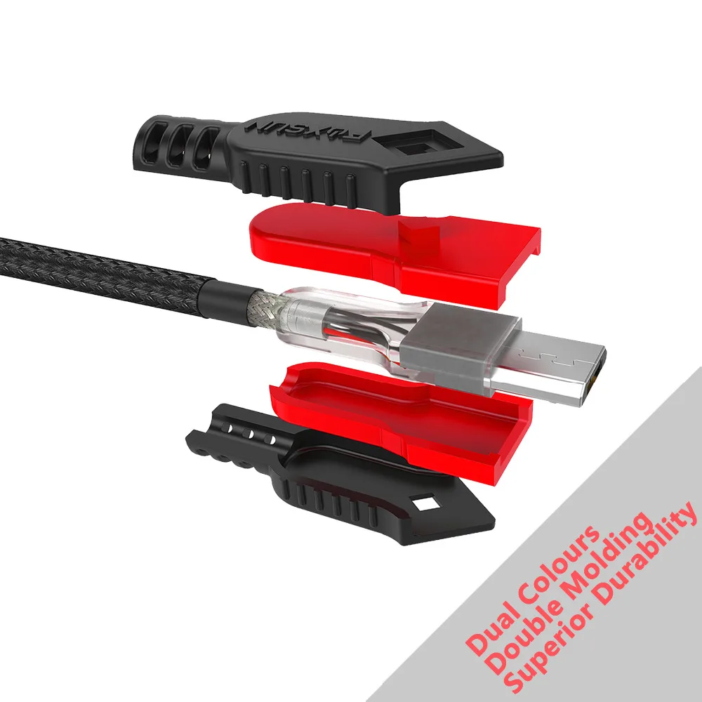 Foxsun مايكرو usb 2.0 كابل النايلون مضفر الروبوت كابل الحبل لسامسونج ، أوقد ، htc ، نيكزس ، lg ، سوني وغيرها