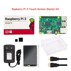 Хит продаж Raspberry Pi 3 Model B стартовый набор с сенсорным экраном включает 3,5 дюйма Raspberry Pi ЖК-акриловый чехол + 5 В 3A Usb зарядное устройство