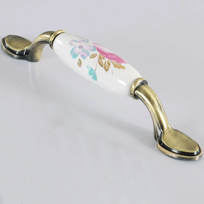 Door Knob Handles Tulip Flower White Drawer Knobs Handles Kitchen