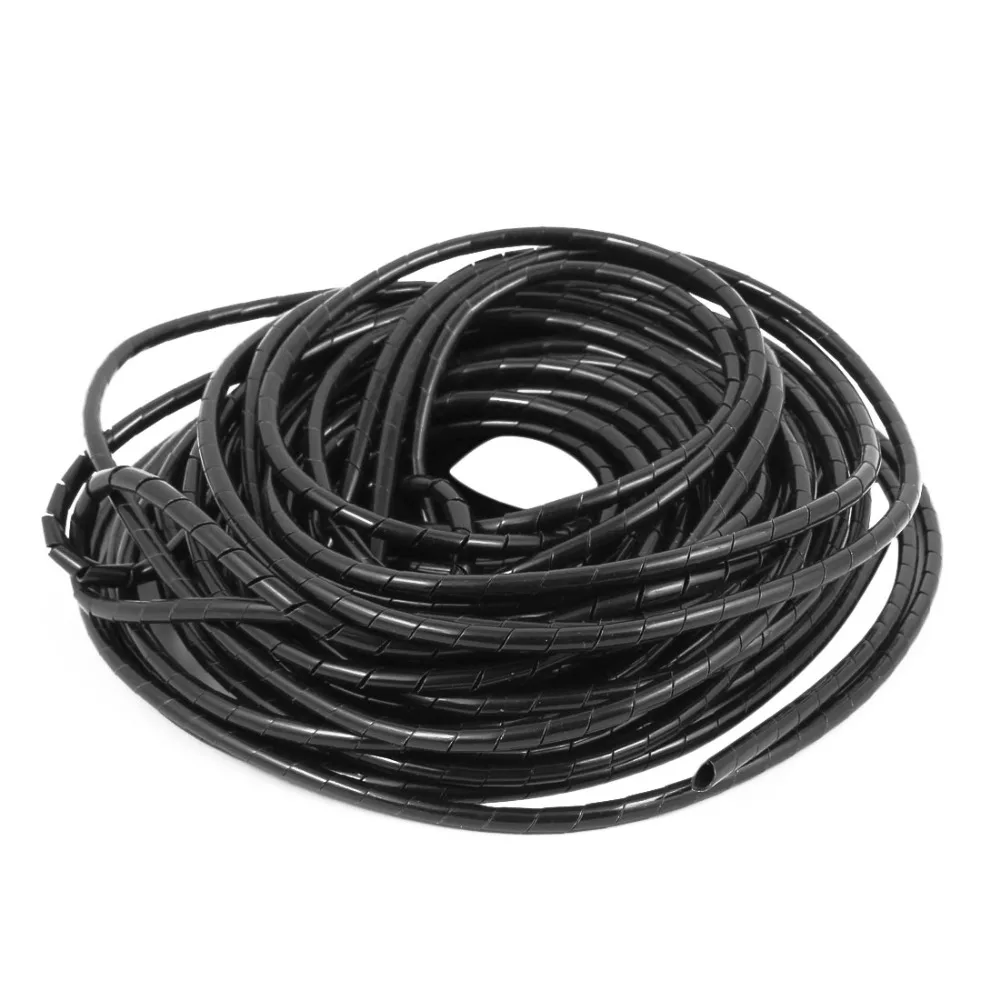 UXCELL 4mm Outer Diameter 25M Length Cable Wire Tidy Wrap Spiral Wrapping Band Organizer Black | Обустройство дома