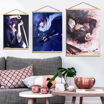 

Home Decor Hakuoki Shinkai Fuukaden Print Wooden Scroll Hanging Painting Wall Art Poster Animation Canvas Picture For Girls Room