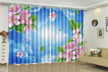 

Wholesale 3d Curtain Print Blue Sky and White Clouds Decorative Interior Beautiful Blackout Curtains