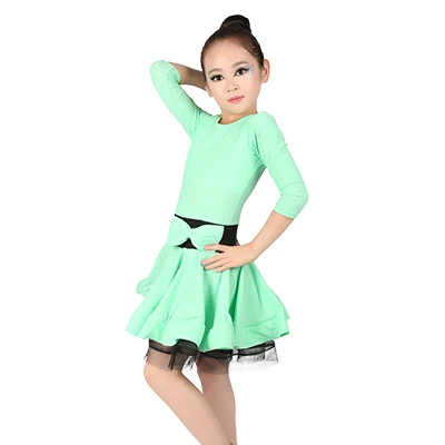 Профессиональное платье для латинских танцев из спандекса; детская одежда для бальных танцев для девочек; платье для латинских танцев - Цвет: Mint Green