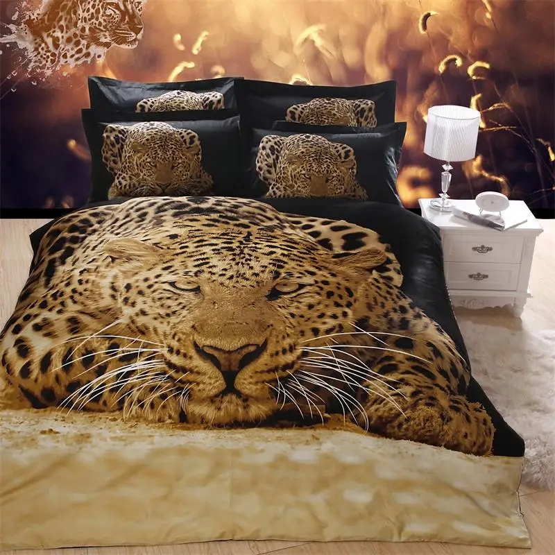 Fashion Cheetah Animal Leopard Print Bedding Set Queen Size Fashion Cheetah Animal Leopard Print Bedding Set Queen Size Cotton Duvet Cover Bedlinen Pillowcase Bed In A Bag 4 Pieces Kit Sets From Home