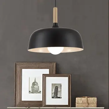 

Industrial Vintage Pendant Lights Dining Room Kitchen Loft Lamp Aluminum Wood White Lampshade Decor Home Lighting E27 110-220V