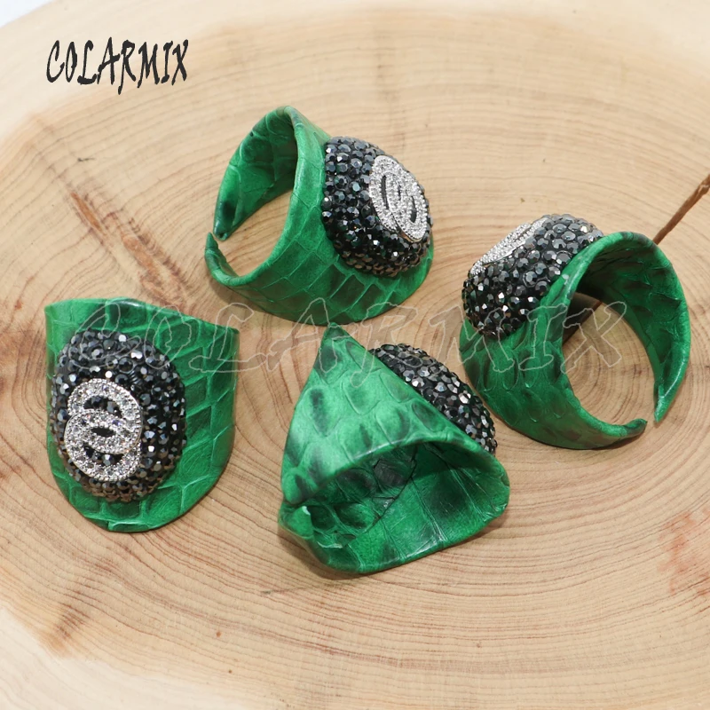 5 шт. настоящие кольца со змеиной кожей с микро проложили очаровательные кольца Зеленые кольца ювелирные изделия модное кольцо 4921