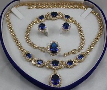 

$wholesale_jewelry_wig$ women's jewelry aquamarine yellow Earring Bracelet Necklace Ring +box