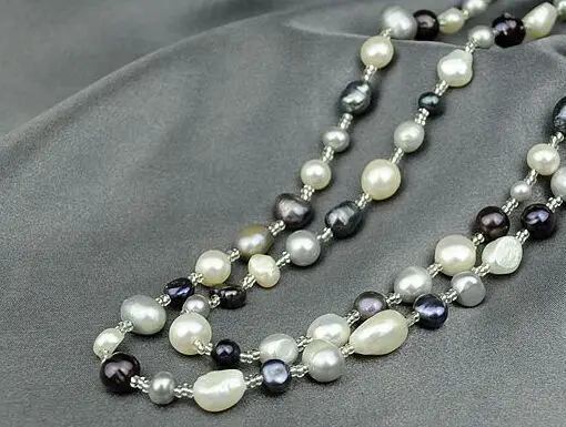

RARE 40" 12-13MM NATURAL Aus. SOUTH SEA GENUINE WHITE BLACK PEARL NECKLACE