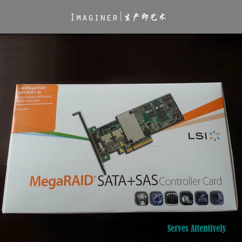 

LSI MegaRAID Internal Low-Power SATA/SAS 9261-8i 6Gb/s PCI-Express 2.0 512MB Onboard Memory RAID Controller Card, Single