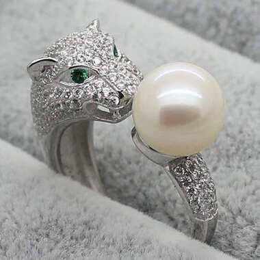 

Perfectly Round Natural Pearl Rings 925 Sterling Silver Leopard Rings Flawless Genuine Pearl Wedding Rings Women Jewelry Gifts