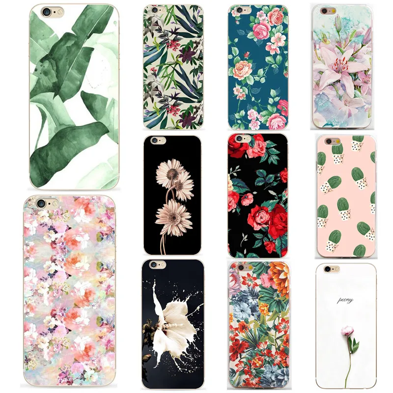 Flower Case For iPhone 7 Plus iPhone 6 Case Sexy Girly Soft TPU Cover For iPhone 7 iPhone 5S X 8 Plus Case Funda Coque