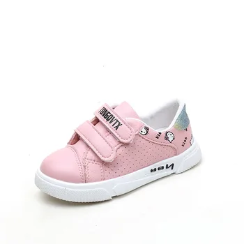

2020 spring and autumn new boys casual running shoes children's breathable wild white shoes girls sports shoesWhite pink