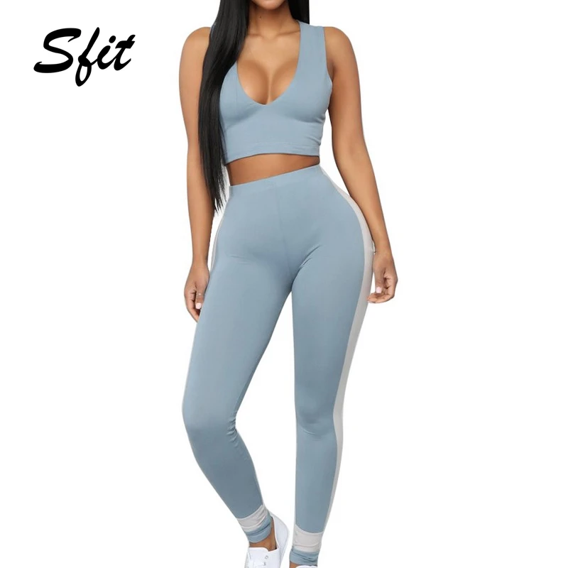 

Sfit Summer Women 2 Piece Set Yoga Top and Legging Jogging Sweatsuits Outfitst Casual Sweatpants Suit sleeveless Sport Yoga Set