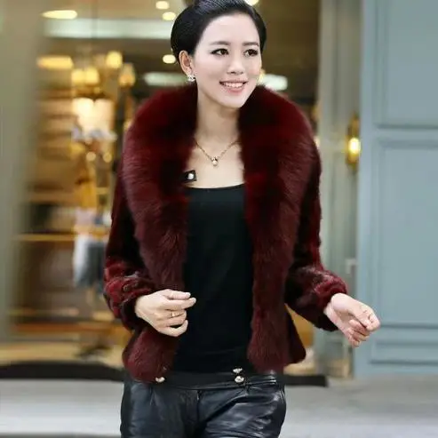 Renard Col Rouge bourgogne Manteau Avec Hiver Porter Noir De Courte J385 Vin Du 2017 Fourrure Noir Élégant Clobee Faux Veste Femmes pnRqZwE8z