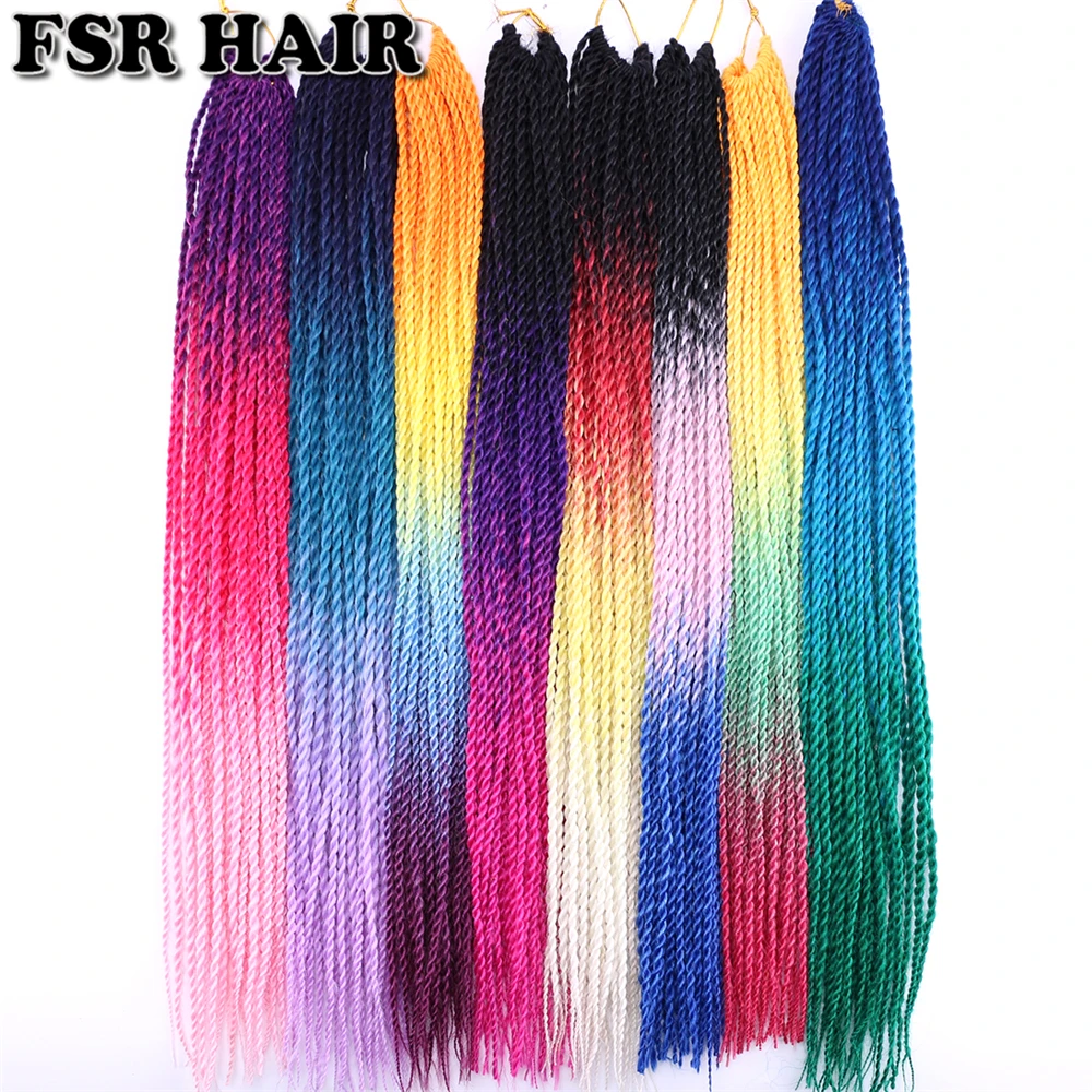 Three Tone Ombre Senegal Twist 22 inch 100 Gram/pack Synthetic Hair Braiding Hair Crochet Braids Hair Product
