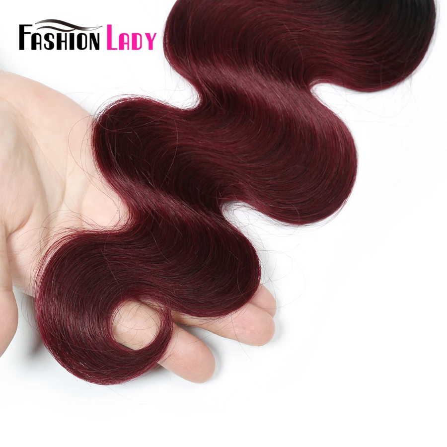 Fashion Lady Brazilian Hair Weave Bundles Ombre 1b/99j Red Body Wave Bundles 4Pcs 1b/99j Human Hair Weave Bundles non-Remy