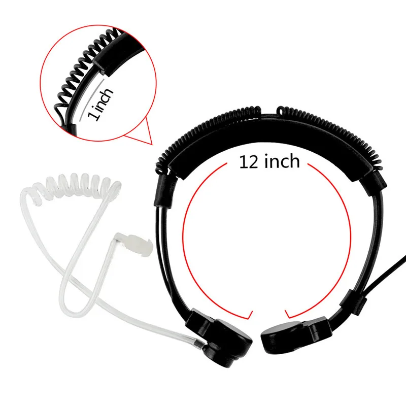 3.5mm Adjustable Throat Mic Microphone Covert Acoustic Tube Earpiece