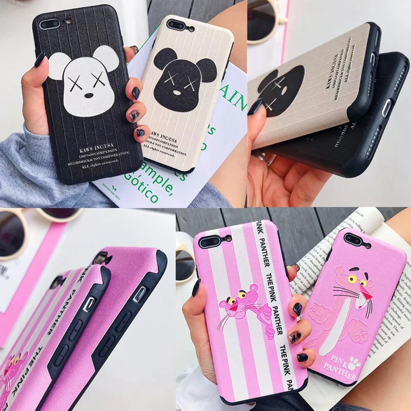 

Luxury PU Leather Case For Huawei P30 PRO P20 Lite Mate 20 Honor 10 V10 V20 Nova 4 4E 3 3i 2S Bear Pink Panther Soft Phone Cover