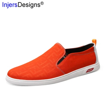 

New Arrival Fashion Canvas Shoes Men Slip-On Breathable Sneakers Light Comfortable Soft Moccasins Black Orange Casual Men Shoes