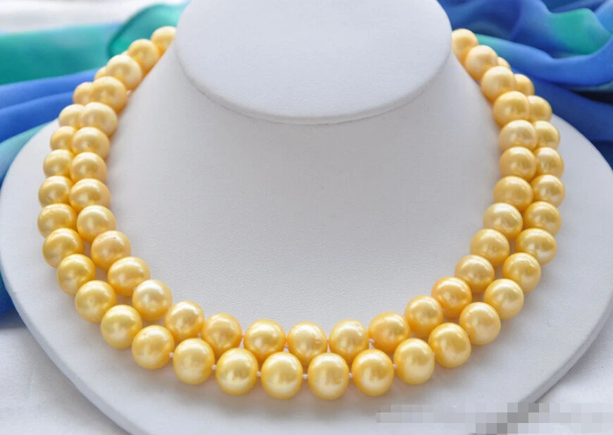 

Z5564 REAL A++ 2row 18" 12mm ROUND GOLDEN FRESHWATER PEARL NECKLACE (A0511)