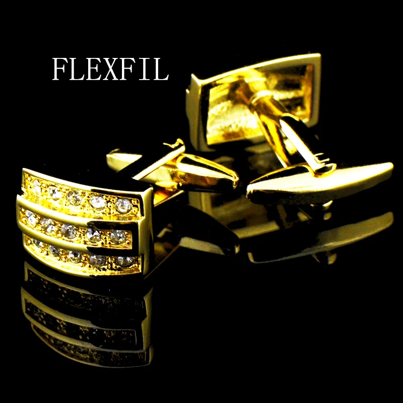 

Jewelry shirt cufflinks for mens Gift Brand cuff buttons Crystal cuff link gold High Quality abotoaduras Free Shipping