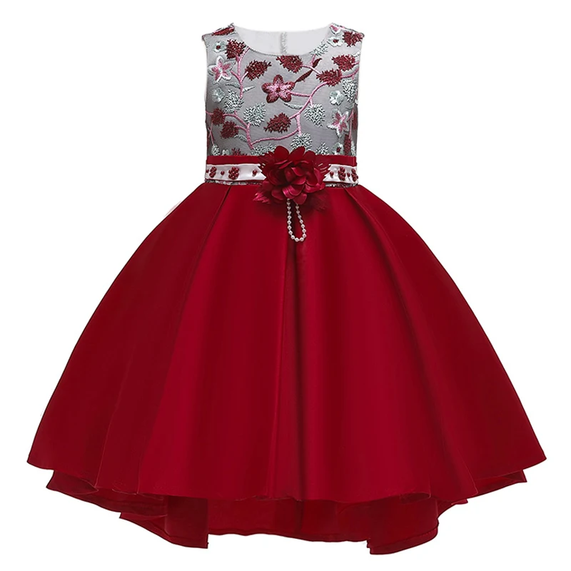 Вышивка цветочным узором для девочек, платье принцессы с цветочным рисунком, свадебные платья для девочек, детское праздничное платье для девочек на день рождения, летняя одежда для девочек