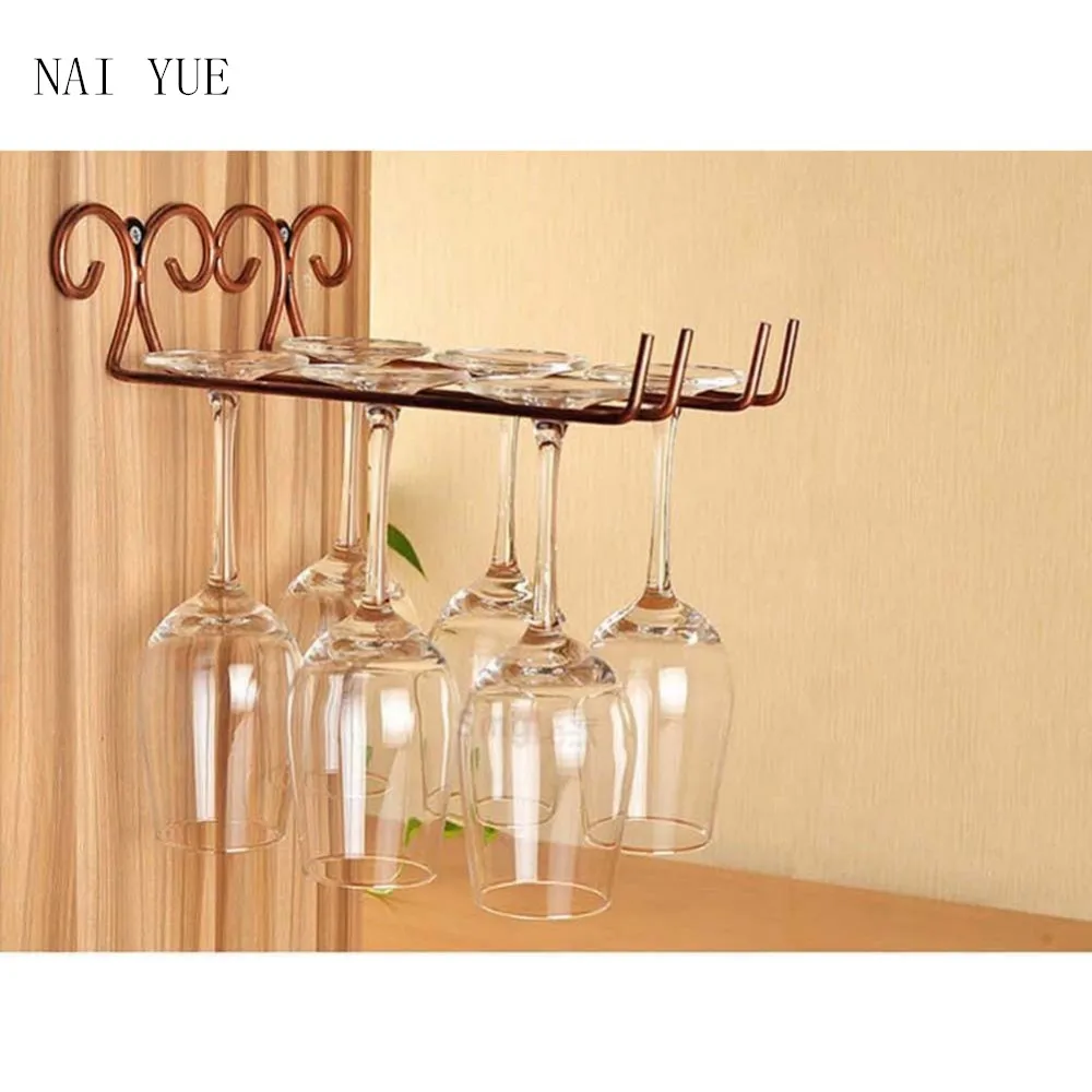 Wall Wine Glass Stemware Hanging Rack Rack Holder w/Screw Bar