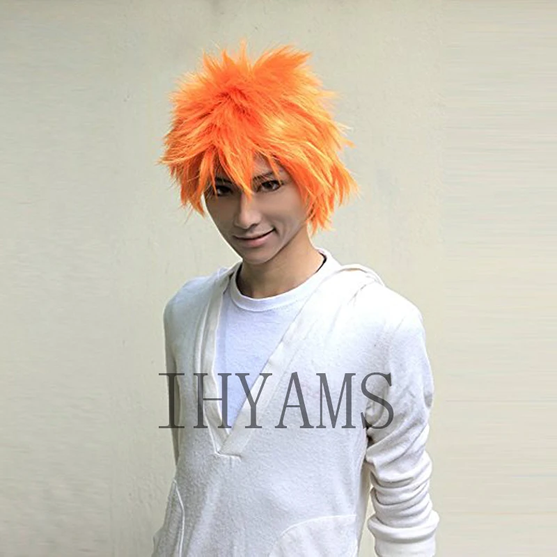 LEACH Kurosaki Ichigo Наруто Короткие Косплей парики для мужчин мальчиков термостойкие синтетические поддельные волосы парик аниме оранжевый