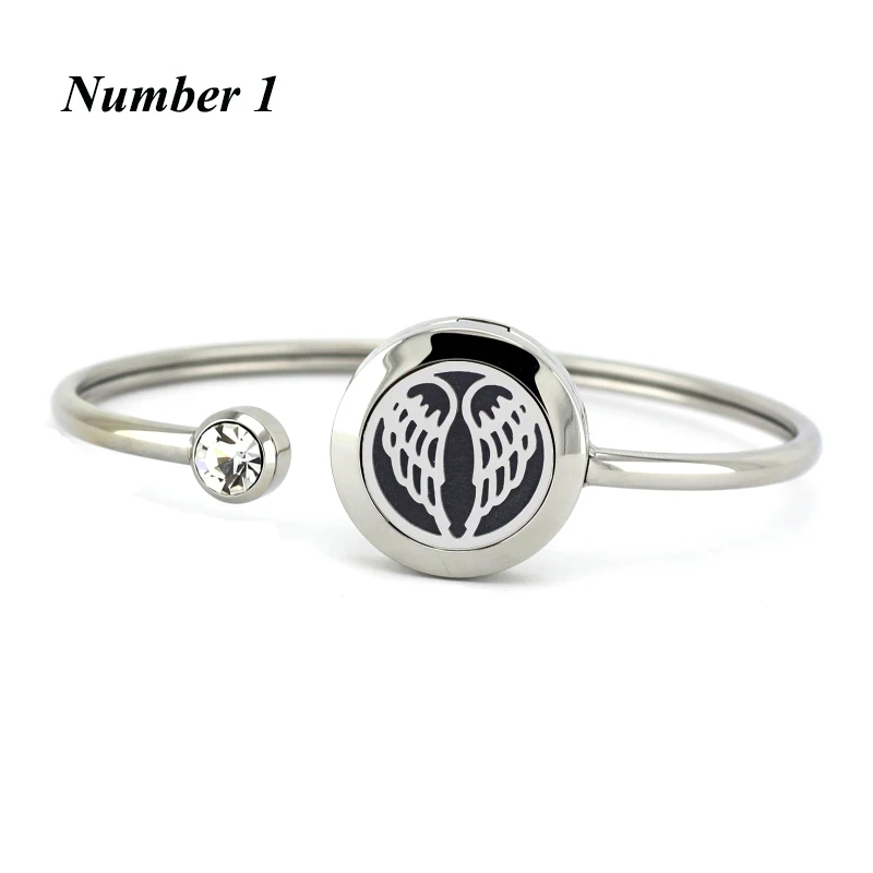 

316L Stainless Steel Wrist Essential Bangles Bracelets CrystalS 20mm Aromatherapy Diffuser Bracelet for Women (Free with 5pads)