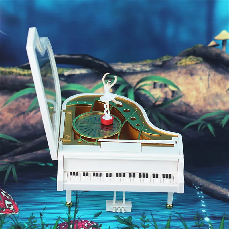 2017 Mechanism font b Music b font Box House White Piano Musical Box Movement Girls boys