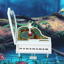2017 Mechanism font b Music b font Box House White Piano Musical Box Movement Girls boys