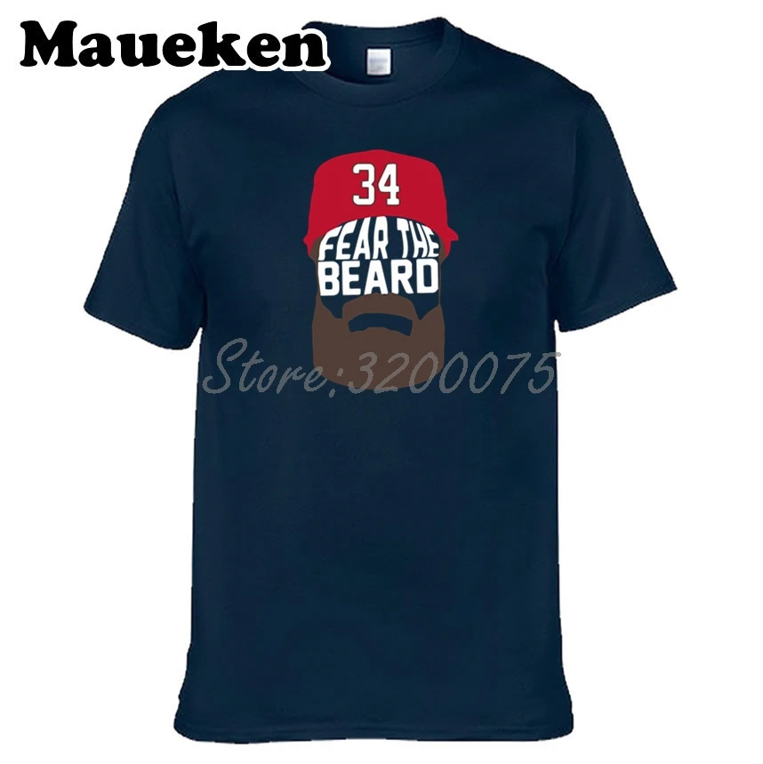 Мужская футболка Bryce Harper 34 Washington Fear the Beard одежда для национальных фанатов подарок