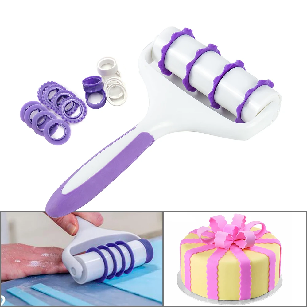 Hot Sale Fondant Strip Ribbon Cutter Embosser Roller Cake Decorating