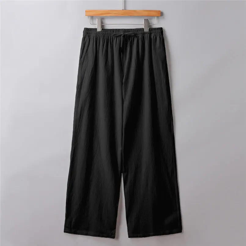 New Men Summer Fashion Trousers Linen Style Loose Casual Breathable Outdoor Solid Pants Sportswear Casual Straight Pants #4R06 (13)