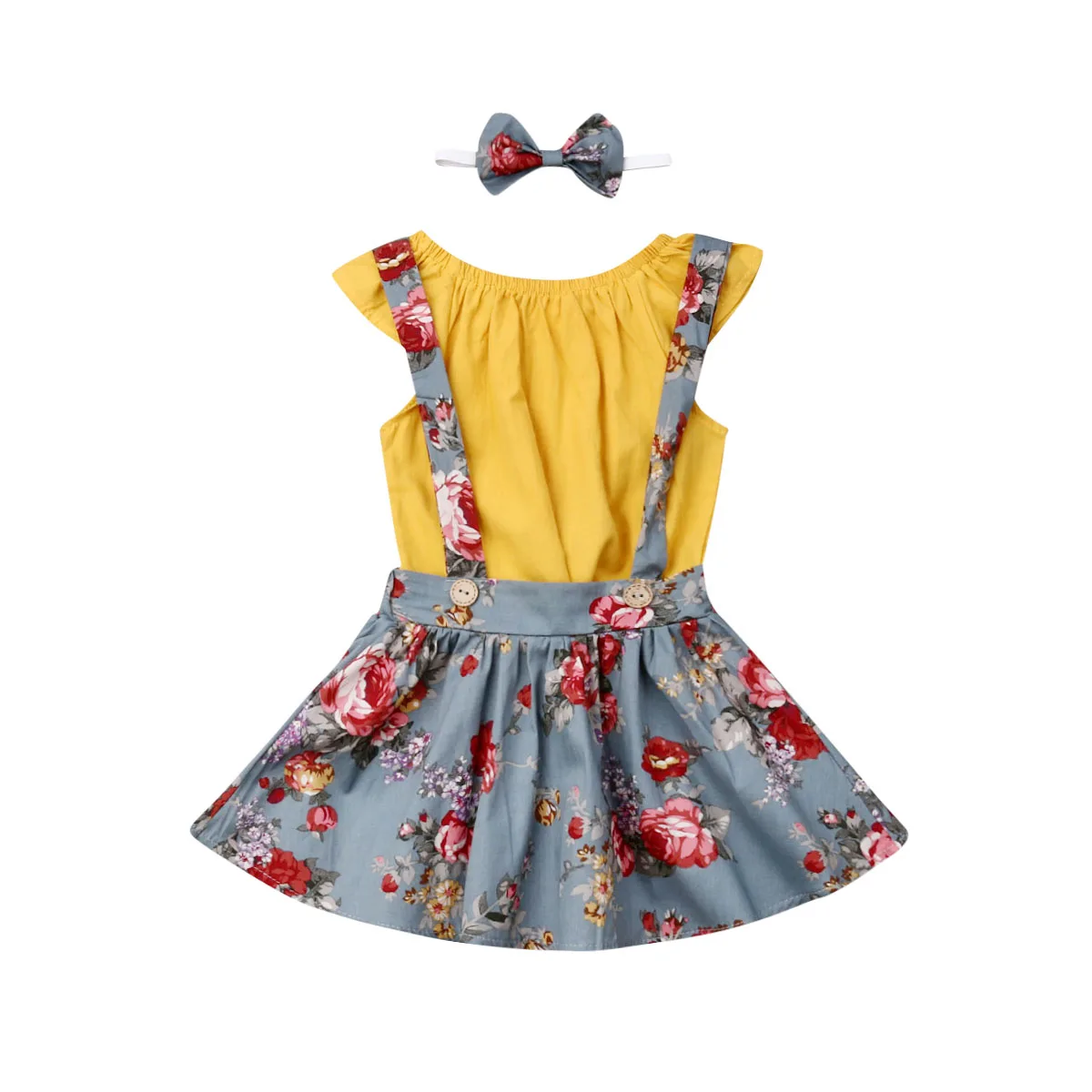 

0-24M Summer Toddler Kid Baby Girl Clothes Flower T-Shirt Tops Tutu Dress Skirt Outfit