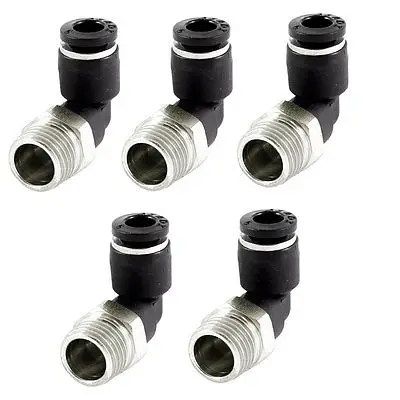 Right Angle 1/4" PT Male Thread to 6mm Hole Pneumatic Quick Fitting 5 Pcs | Строительство и ремонт