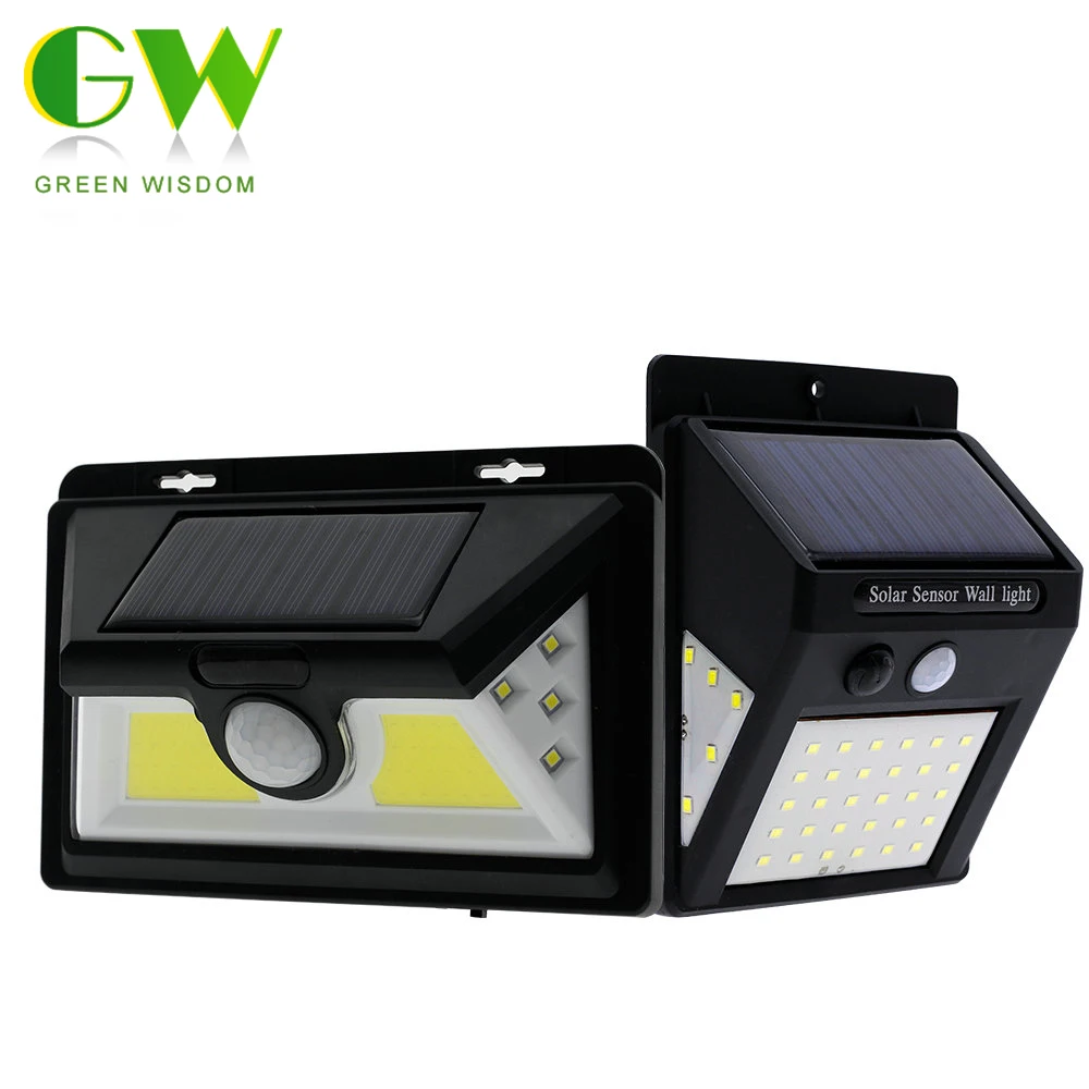 Outdoor Solar Powered LED Porch Light PIR Motion Sensor Solar Wall Lamp Waterproof Energy Saving Wall Lights for Garden Street