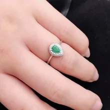Tear Drop Форма изумруд кольцо зеленый драгоценный камень Обручальные кольца для женщин серебро 925 ювелирные изделия камень для родившихся в мае