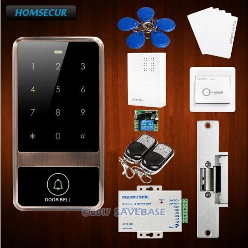 

HOMSECUR Waterproof Red Bronze 125Khz Access Control Set With WG26/34 Input and Output For Reading