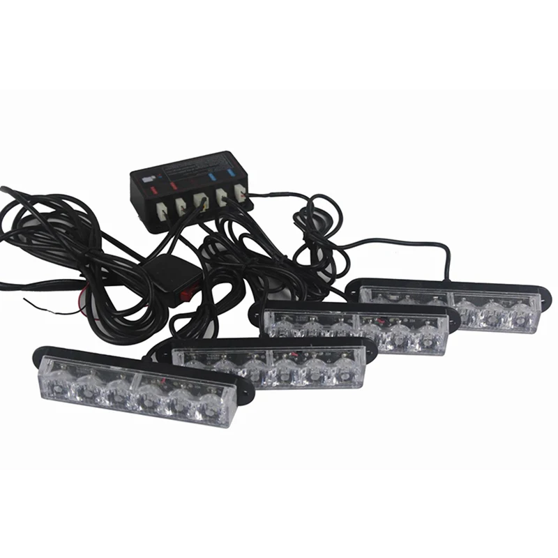 

1 Pcs 24W Car LED Grill Light 4 X 6 LEDs Strobe Warning Light 12V Flashing Lamp Yellow