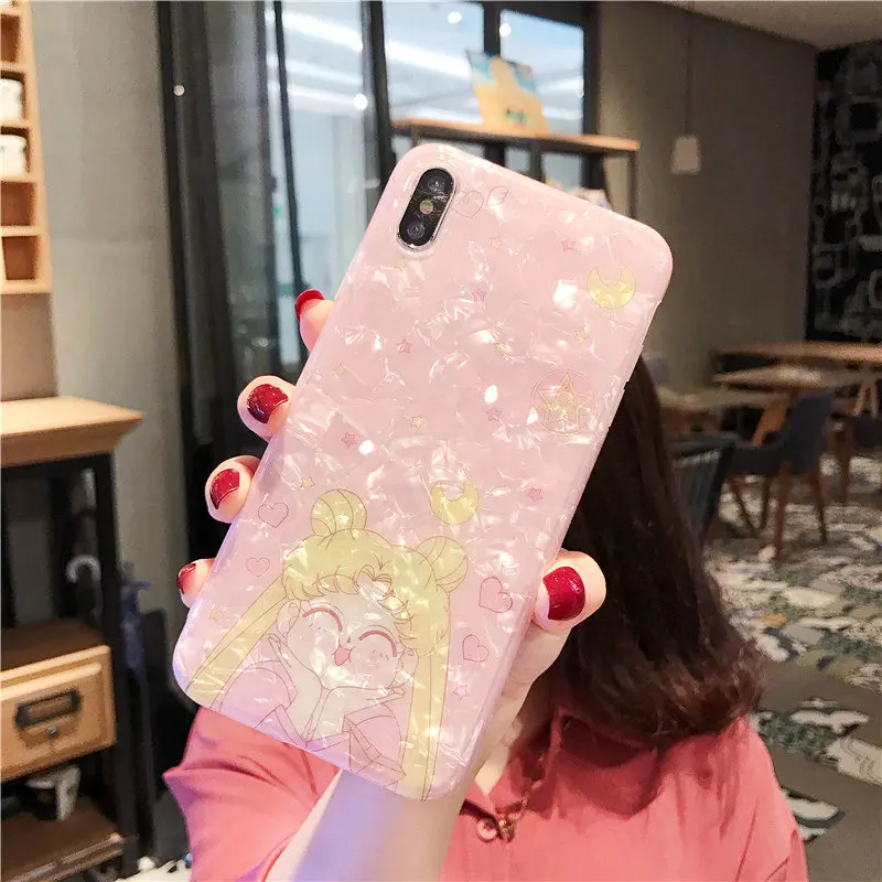 Для iphone X XR XS максимальный чехол для iphone 6S 6 7 8 Plus Япония милый Kawaii аниме Сейлор Мун стиль IMD матовый мягкий чехол для мобильного телефона