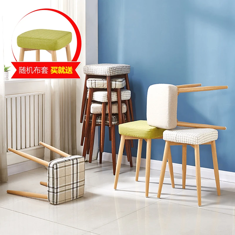 Имитация деревянный стул модный Настольный табурет Скамья из ткани креативный стул для макияжа домашний табурет для туалетного столика